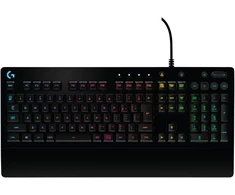 Logitech G G213 Prodigy žaidimų klaviatūra, Lightsync Rgb, Mech-dome klavišai, atspari išsiliejimams, multimedijos klavišai, Azerty išdėstymas, belgiška - juoda
