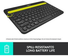 Logitech K480 belaidė bluetooth klaviatūra kompiuteriui, planšetiniam kompiuteriui ir išmaniajam telefonui, kelių įrenginių ir easy-switch funkcija, kompaktiškas dizainas, pc / mac / planšetinis kompiuteris / išmanusis telefonas, olandų qwerty išdėstymas