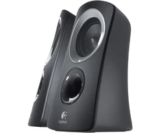 Kompiuterio kolonėlės Logitech Z313 2.1 garsiakalbių sistema su žemų dažnių garsiakalbiu, 50 W didžiausia galia, 3,5 mm įvestis, ausinių lizdas, valdikliai ant valdymo bloko, Eu kištukas, Pc / Tv / planšetinis kompiuteris / mobilusis telefonas - juodas