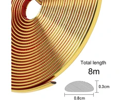 Lomug lipnios apdailos juostelės, 8 m x 8 mm x 2.8 mm, auksinės sienų lubų juostelės, lipnios sienų apdailos juostelės sienoms, spintelėms, luboms, kraštams, grindims, plytelėms, kraštams (auksinės 8 m)