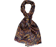 Laikrodis Lorenzo Cana 89139 moteriškas šalis 100% šilkas harmoningų spalvų margintas dvigubo sluoksnio šilko šalikas 30 cm x 160 cm, mėlynas, raudonas, geltonas, oranžinis