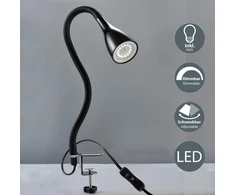 Lova Led prisegamas šviestuvas su 1x gu10 5w 400lm pritemdoma lovos lempute su 3 ryškumo lygiais, 360° lanksčiu kakleliu, skaitymo lempa miegamajam, biurui, metalas, plastikas