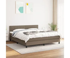 Lova su spyruoklėmis ir čiužiniu, taupe, 160x200 cm, audinys