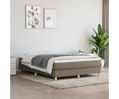 Lova su spyruoklėmis ir čiužiniu, taupe, 140x190 cm, audinys