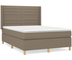 Lova su spyruoklėmis ir čiužiniu, taupe, 140x190 cm, audinys