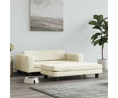 Lova šunims su prailginimu, kreminė, 100x50x30cm, aksomas
