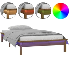 Lova Lovos rėmas su LED, medaus rudas, 100x200cm, medienos masyvas
