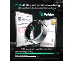 Lozltx išmanusis žiedas Android, kariniu būdu išbandytas titano dizainas ir Ip68, išmanusis žiedas, Jz5.0 lustas ir 0% matavimo paklaida Sgs sertifikuotas, fitneso žiedas, 22 kalbų palaikymas, išmanieji žiedai vyrams ir moterims, sidabrinis