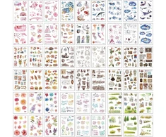 Luabue 54 vnt. scrapbooking lipdukų dekoratyviniai lipdukai su įvairiais raštais, skirti albumams, užrašinėms, dienoraščiams, nuotraukų albumams, kalendoriams, "pasidaryk pats" dekoracijoms, kulkų žurnalams