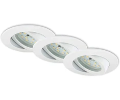 Lubinis šviestuvas Briloner Leuchten – led įleidžiami šviestuvai, 3 vnt. rinkinys, pritemdomi lubiniai šviestuvai, led modulis pasukamas, kiekvienas 6,5 w, 570 liumenų kiekvienas, 3 000 kelvinų, ip23, balti, 82 x 28 mm (skersmuo x aukštis)