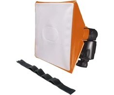 Lumiquest Softbox Iii Lq-119s, blykstės difuzorius ir šviesos minkštiklis, universalus klasikinis dizainas išorinėms fotoaparatų blykstėms su Ultrastrap, neoninė oranžinė