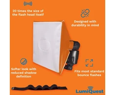 Lumiquest Softbox Iii Lq-119s, blykstės difuzorius ir šviesos minkštiklis, universalus klasikinis dizainas išorinėms fotoaparatų blykstėms su Ultrastrap, neoninė oranžinė