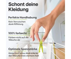 Luna® plastikiniai drabužių segtukai, 50 vnt. pakuotė, pagaminta Austrijoje, drabužių segtukai pagaminti iš perdirbto Uv spinduliams atsparaus plastiko, segtukai be atspaudo, 100% atsparūs spalvoms, tvarūs, segtukai su dėžute