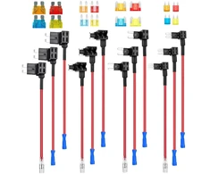 Lusacy 12 vnt. maitinimo vagių automobilinių saugiklių rinkinys, 4 tipų mini saugiklių adapteris, maitinimo vagystės saugiklis automobiliui 5a 10a 15a 20a, maitinimo vagių saugikliai, standartiniai mini micro micro2 valtims, automobiliams, sunkvežimiams