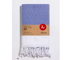 Rankšluostis Luum® 2 rankšluosčių komplektas hammam, sportinių rankšluosčių komplektas, turkiškų rankšluosčių komplektas, rankšluosčių plaukams komplektas, 100% žiedu verpta medvilnė, greitai džiūstantis, be pūkelių, karališka mėlyna, 45 x 95 cm, dovanų rinkinys
