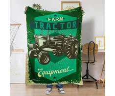 Lxtopn Traktoriaus antklodė, flanelinė antklodė vaikams, berniukams, suaugusiems, minkšta, šilta, 150 x 200 cm (žalias Farmer's Tractor, 150 x 200 cm)