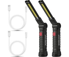M Mu Led žibintuvėlių rinkinys 2 vnt. su Usb-c, 360° besisukanti darbo lemputė su magnetu ir kabliuku - dirbtuvių lempa automobiliui, stovyklavimui, avariniams atvejams - dovana vyrams (cob lemputė, 5 režimai)