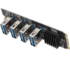 M.2 Nvme į 4 prievadų Pci-e 1x Usb 3.0 Riser Card, 4 Pcie grafikos plokštės prailginimas, M.2 Nvme į Pcie 1x Riser Card, adapterio daugiklio plokštė, skirta Bitcoin kasimui