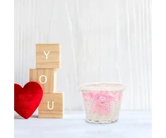 Magiclulu krepšelis, minkštas žaislų laikymo krepšys, vaisių padėklas, raugo mini vakarėlių reikmenys, vakarėlio dekoracija, saldainių indas, rotango animacinis saldainių laikiklis, pvc rožinis
