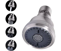 Maišytuvo priedas Brushed Nickel su 4 purškimo režimais, 360° pasukamas aeratoriaus vandens čiaupas su žalvario jungtimi, vandens taupiklis maišytuvui, aeratoriai maišytuvo prailginimui
