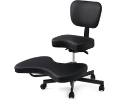 Mallcreaty ergonomiška meditacinė kėdė, adhd kėdė su juosmens atrama ir ratukais, reguliuojamo aukščio, jogos kėdė su sukryžiuotomis kojomis ir kojų atrama, criss cross kėdė (juoda)