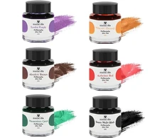 Mancola kaligrafijos rašalo rinkinys, 6 spalvų rašalas plunksnakočiams, be anglies, piešimui, rašymui, menui, amatams, kaligrafijos rašalo buteliukai, 28 ml x 6 buteliukai