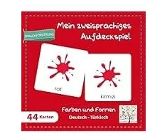 Mano dvikalbis atitikimo žaidimas, spalvos ir formos vokiečių-turkų (vaikų žaidimas)