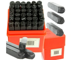 Mar-pol numeratorių, raidžių, skaičių, ženklų štampų rinkinys metalui, 6 mm, 36 vnt.