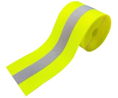 Marardi atšvaitinė juosta siuvimui - atšvaitinė juosta [5 m x 50 mm] [fluorescentinė geltona] 100% poliesteris - atšvaitinė juosta gerai matoma - atspindžio koeficientas ≥300