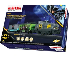 Märklin start up pradinis rinkinys "batman", 29828, modelinis geležinkelis, H0 vėžė, lokomotyvo pradinis rinkinys, vagonas, bėgiai ir valdymo blokas