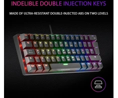 Mars Gaming Mk60 Juodas, mechaninė žaidimų klaviatūra Frgb, antighosting, mechaninis rudas jungiklis, portugalų kalba