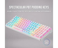 Mars Gaming Mkultra, mechaninė klaviatūra Baltas Rgb, kompaktiška 96%, Outemu Sq Raudona jungikliai, Ispanų-jav
