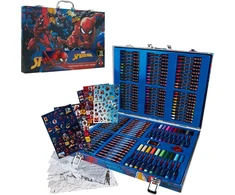 Marvel Avengers Spiderman spalvinimo rinkinys su 130 dalių - rašikliai dėkle su spalvinimo lapais, spalvinimo pieštukai vaikams, mokyklinės prekės (daugiaspalvis Spiderman)