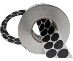 Mashpaper Aukštos kokybės audinio taškeliai, pagaminti iš sidabrinės audinio juostos, pilki audinio lipnūs taškeliai, 30 mm apvalūs, lipnūs, 4000 vnt.