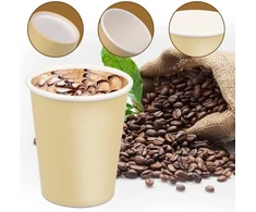 Masphy 240 ml (8 oz) vienkartiniai popieriniai puodeliai, 100 vnt., popieriniai puodeliai kavai, 8 oz popieriniai puodeliai karštai arbatai, puodeliai karštiems/šaltiems gėrimams vakarėliams, kelionėms ir renginiams (khaki spalvos)