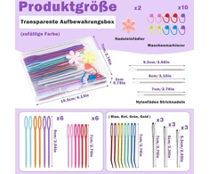 Masphy 45 vnt. siuvimo adatų rinkinys, plastikinės siuvimo adatos, mezgimo adatos, didelės akytės lenktos gobeleno adatos, spalvoti plastikiniai žymekliai, skirti nėrimui ir siuvimui
