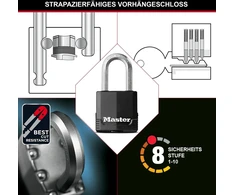 Master Lock pakabinamas užraktas, Excell® dengtas laminuoto plieno pakabinamas užraktas, aukštos apsaugos užraktas, rakinamas užraktas, geriausiai tinka sandėliukams, pašiūrėms, garažams, tvoroms ir kt.