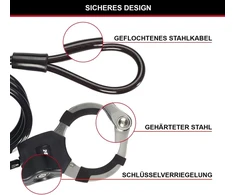 Master Lock trosinė spyna su raktu, 1 m, idealiai tinka paspirtukui, dviračiui, vežimėliui, sporto įrangai, juoda