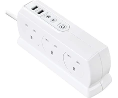 Masterplug itin tvirtas 6 lizdų maitinimo ilgiklis su jungikliu, apsauga nuo viršįtampių, 2 usb prievadais 3.1a, 2m, baltas, 18x7x6cm