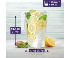 Matana 6 vienetų 1,5 litro talpos tvirtų plastikinių vienkartinių ąsočių – puikiai tinka vakarėlių kokteilių ąsočiams – puikūs kalėdiniams vakarėliams