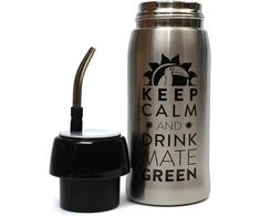 Mate Žalias Yerbomos 4.0 juodas 580 ml Yerba Mate arbatai 580 ml, nešiojamas priedas Yerba Mate, veikia kaip termosas su vandens buteliu ir išlaiko vandenį, sidabriškai juodas, 13308