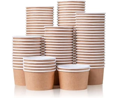 Matican popieriniai ledų indai - 100 vienetų 150 ml vienkartiniai desertų indeliai karštam ar šaltam maistui, 150 ml vakarėlių reikmenys, indeliai ledams, šaldytam jogurtui, sriubai, rudam