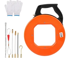 Maxawe 45 m kabelio įtraukimo pagalbinė priemonė, 4 mm įtraukiama spiralė, įtraukiama spyruoklė, poliesterio traukimo viela tuštiems vamzdžiams su 6 adapteriais ir pirštinėmis, stiklo pluošto žuvies juostos įtraukimo pagalbinė priemonė, kabelio traukimo p