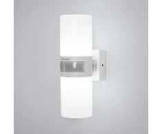 Maxkomfort St102a1-wh twin led lauko šviestuvas su judesio davikliu, baltas sieninis šviestuvas ip65