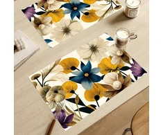 Maycari valomi padėkliukai stalui 45 x 30 cm, 6 vnt. rinkinys, skirtas valgomajam ir dekorui, pvc padėkliukai neslystantys su elegantišku raštu, padėkliukai virtuvei