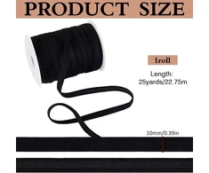 Mayjoydiy 22,8 m juodas korseto pagaliukų dėklas 10 mm vielos keitimo liemenėlės maskavimo juosta nailono liemenėlės pliušinis galinis dėklas siuvimo reikmenims "pasidaryk pats" vestuvėms rankų darbo drabužiams