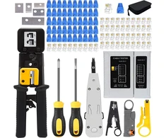 Mayline rj45/rj11/rj12 crimp profesionalus gofravimo įrankis testeris, cat5/cat6/cat7 gofravimo kištuko kabelių tinklo įrankių rinkinys, galinis jungties įrankis (juodas)