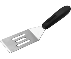 Maža nerūdijančio plieno mentele su plyšiais, metalinė mentele, mentele blynams, virtuvinė mentele žuviai, kiaušiniams, mėsai kepti, grilio priedai