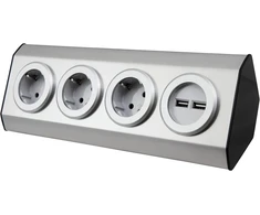 Mc maitinimo lizdo blokas | Premium | 3 krypčių įžeminimo kontaktinis lizdas, 2 x usb, surinkimo versija, taip pat idealiai tinka montuoti kampe, nerūdijantis plienas ir plastikas