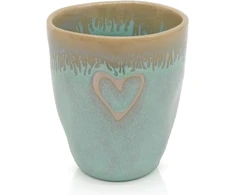 Mea-living Akmens masės espresso puodelis Turquoise Heart, rankų darbo akmens masė, 150 ml, gražūs rankų darbo indai